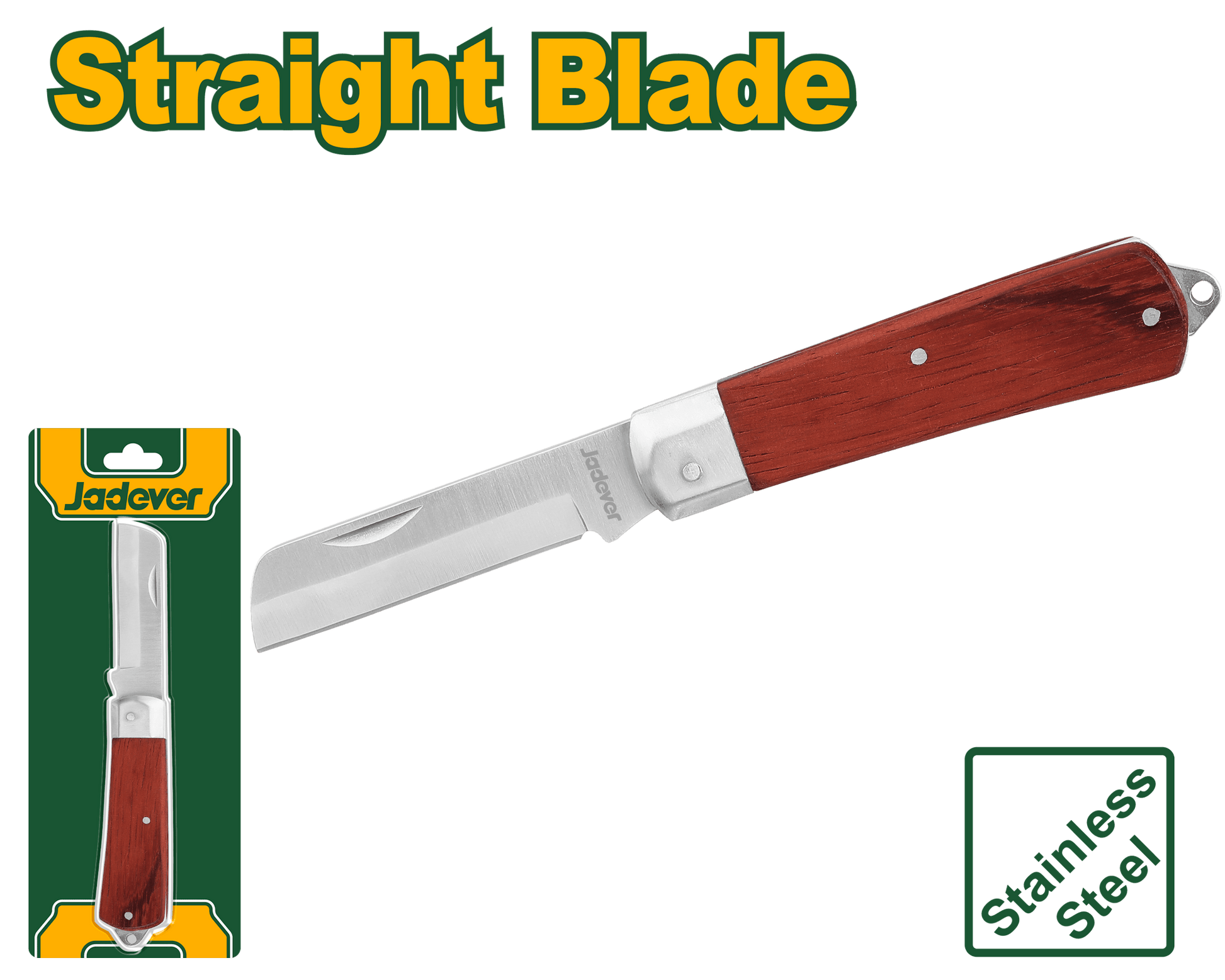 سكين تعرية الكابلات بمقبض خشبي – رأس مستقيم 210 ملم من JADEVER - Smart Hack
