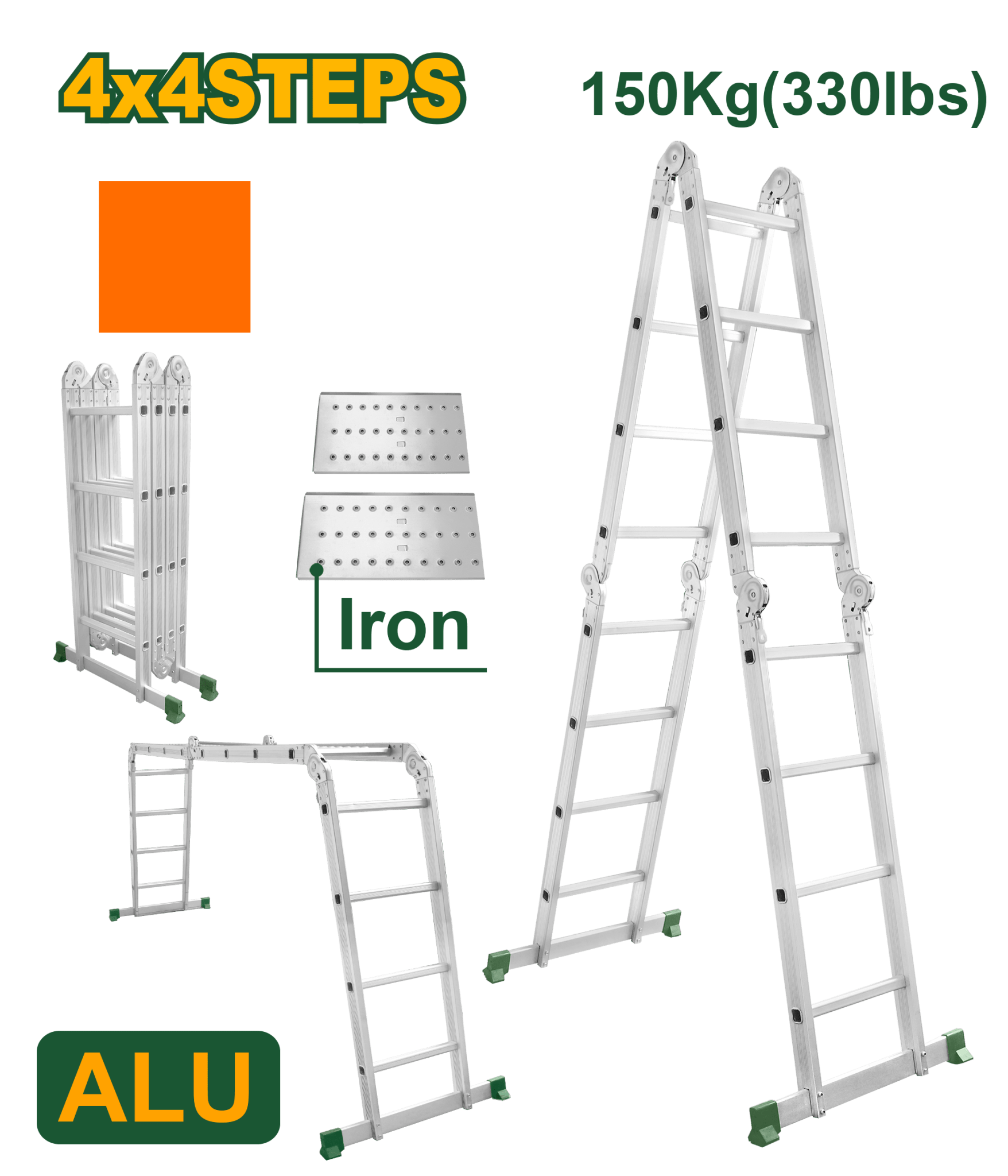 سلم متعدد 4درجات مع بسطة حديد من جاديفر Jadver - Smart Hack