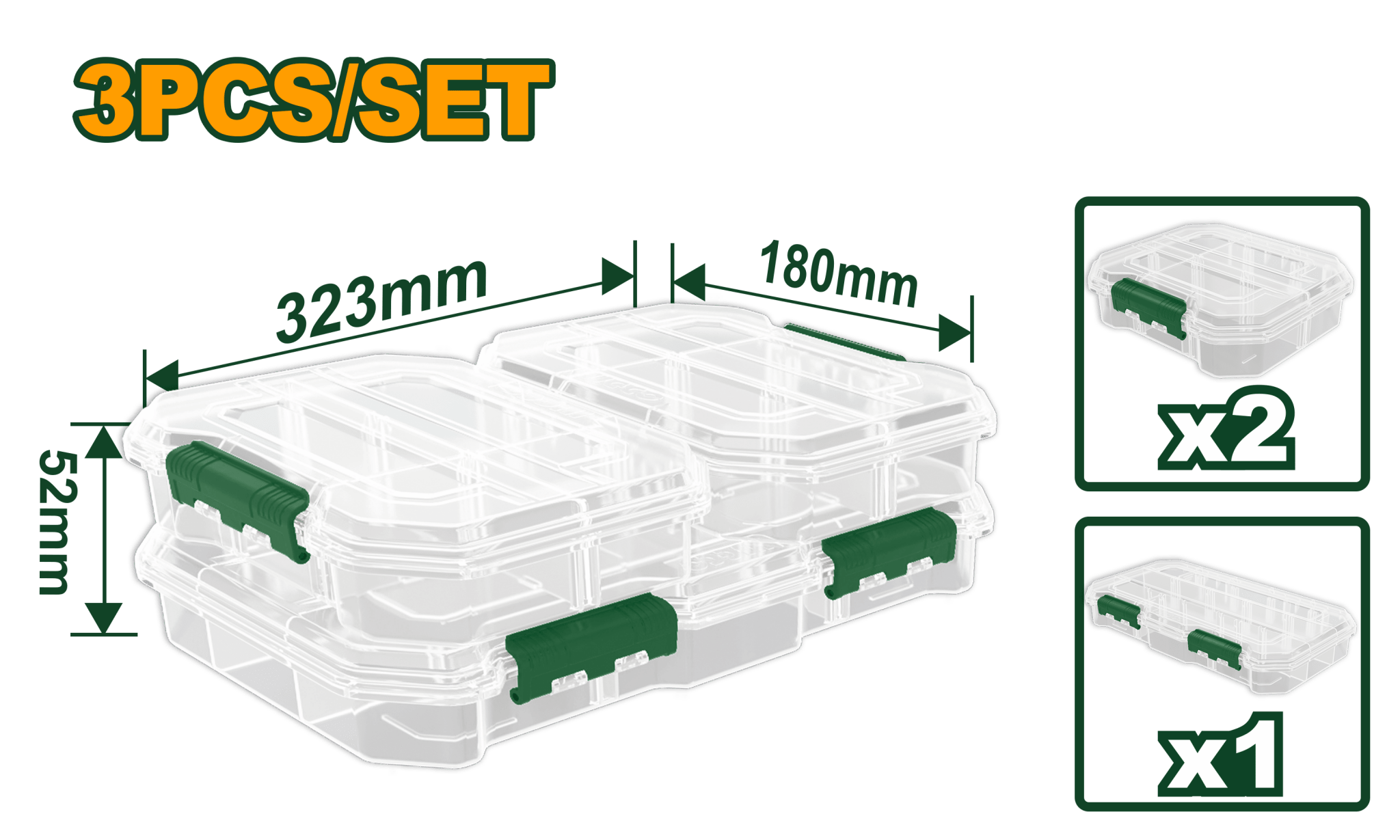 طقم علب بلاستيك شفاف 3 قطع من جاديفيرJadever - Smart Hack