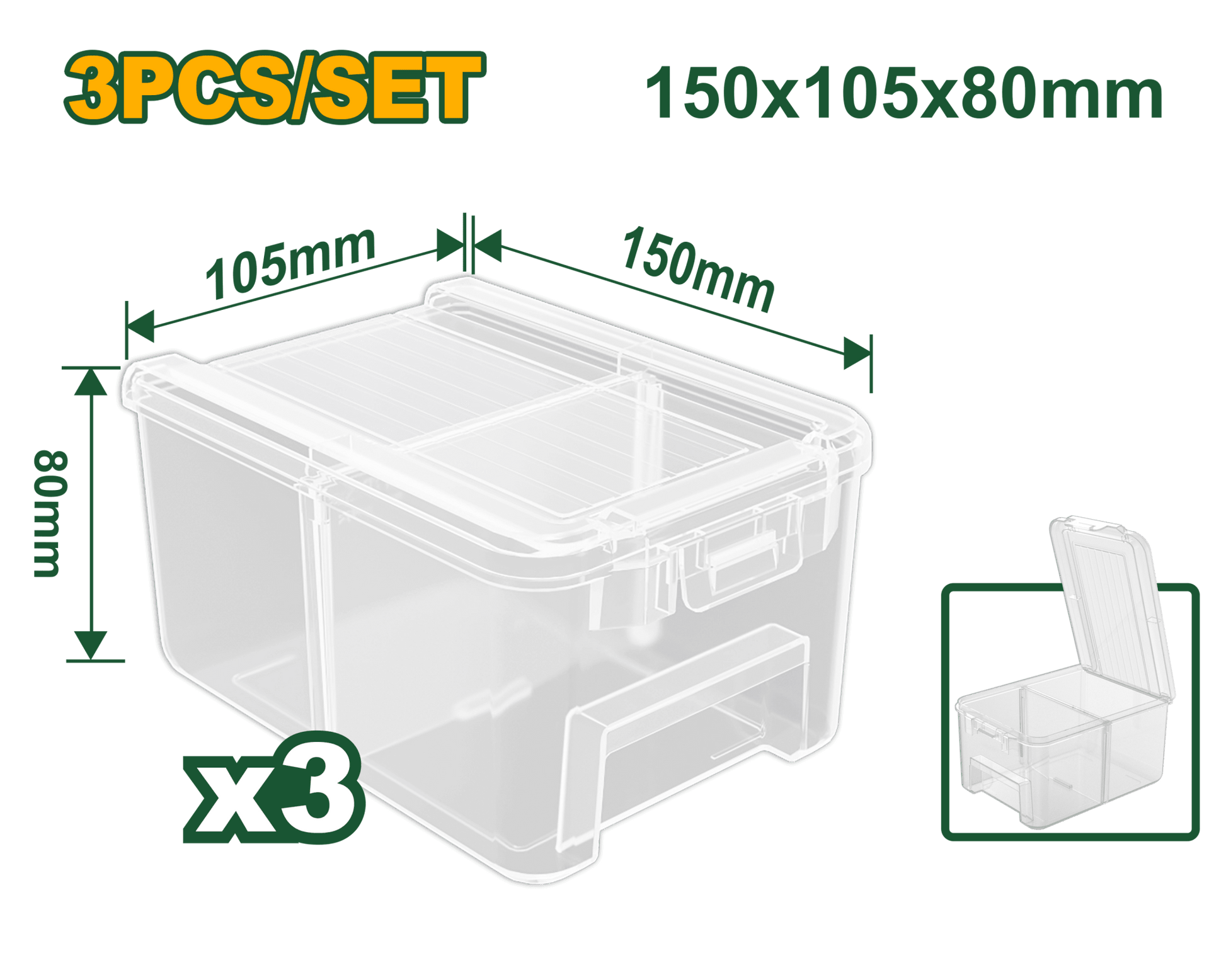 طقم علب تخزين بلاستيكية شفاف لتنظيم الأدوات والإكسسوارات - Smart Hack