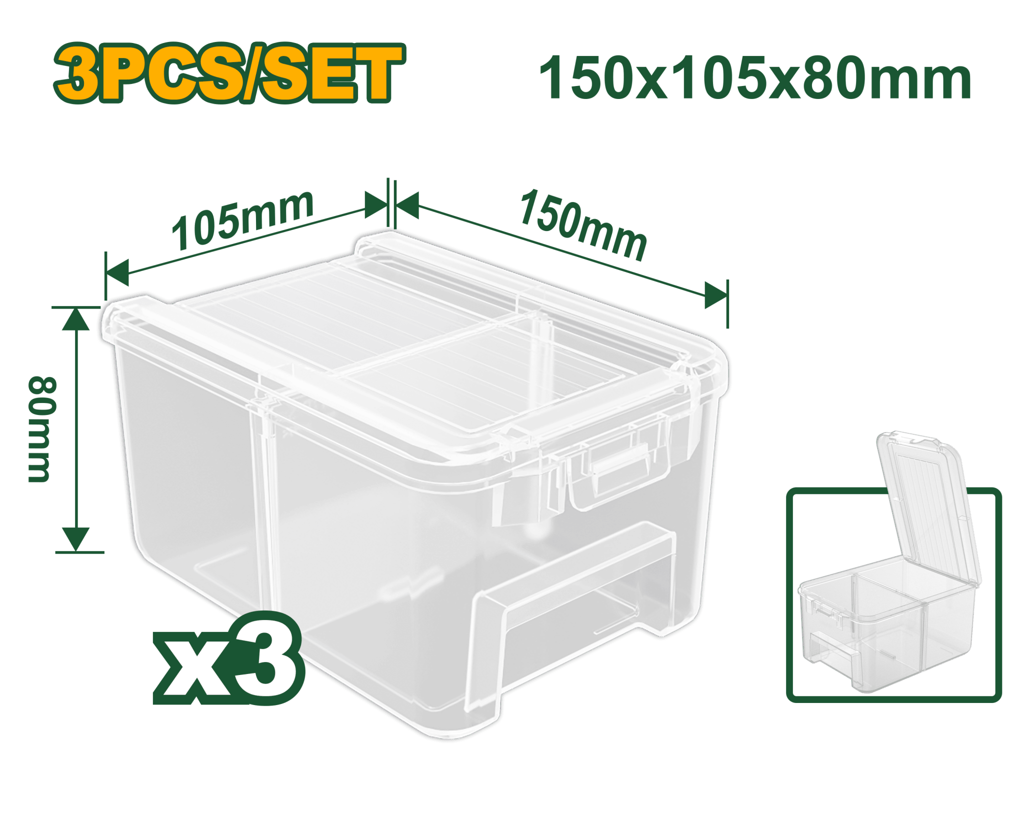 طقم علب تخزين بلاستيكية شفاف لتنظيم الأدوات والإكسسوارات - Smart Hack