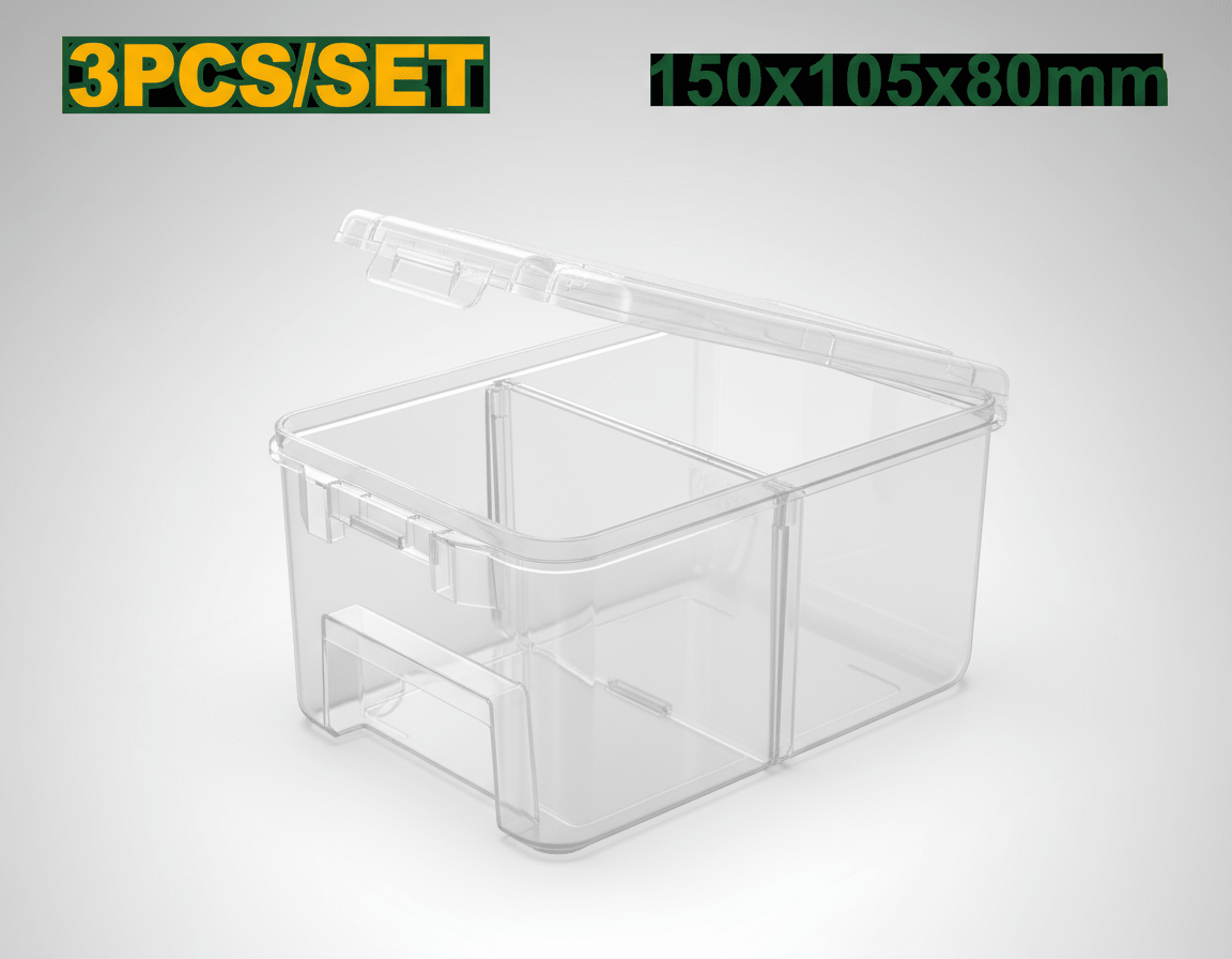 طقم علب تخزين بلاستيكية شفاف لتنظيم الأدوات والإكسسوارات - Smart Hack