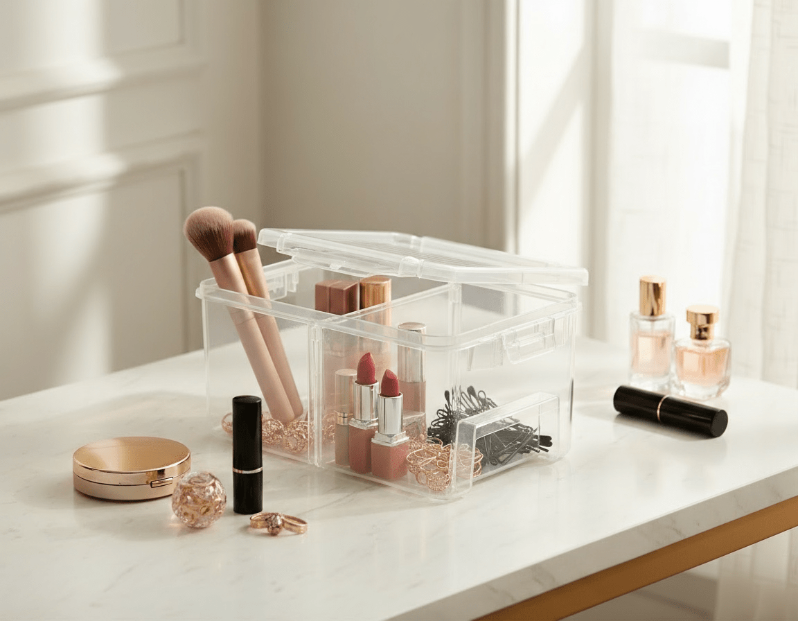 طقم علب تخزين بلاستيكية شفاف لتنظيم الأدوات والإكسسوارات - Smart Hack