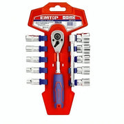 طقم مفاتيح مقبس 1/4 بوصة –12 قطعة –EMTOP ESKT14122 - Smart Hack