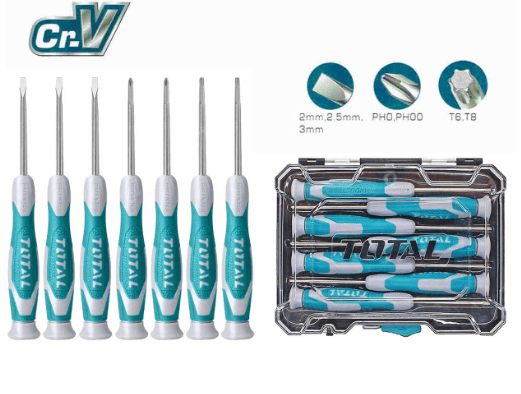 طقم مفكات الكتروني 7 قطع من TOTAL - Smart Hack