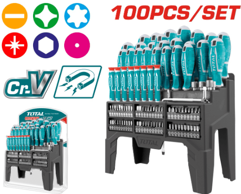 طقم مفكات مع راسيات 100 قطعة من TOTAL - Smart Hack