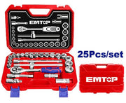 طقم مقابس 1/2 إنش - 25 قطعة - EMTOP ESKT12251 - Smart Hack