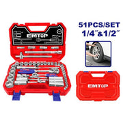 طقم مقابس 51 قطعة (1/4 إنش و1/2 إنش) EMTOP ESKT42511 - Smart Hack