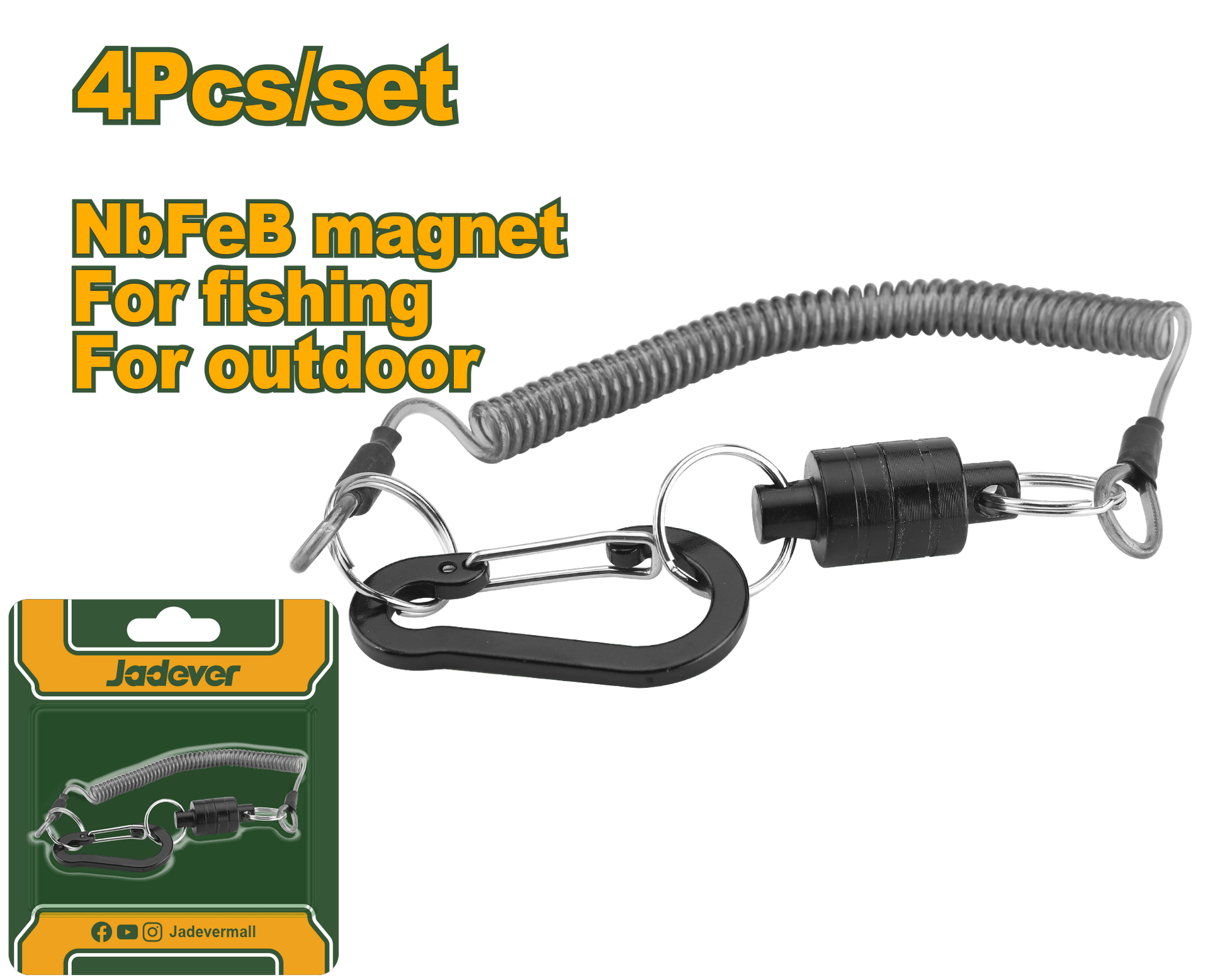 طقم صيد متعدد الأغراض 4 قطع مع مشبك مغناطيسي نيوديميوم من JADEVER - Smart Hack
