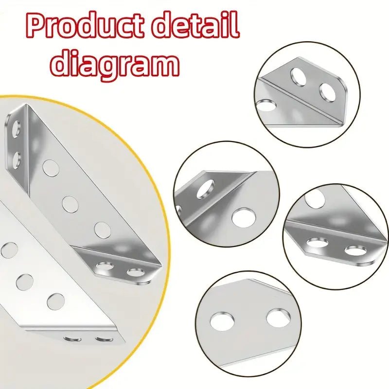 زاوية تثبيت معدنية 90 درجة متعددة الاستخدام – دعامة زاوية مثلثة لتعزيز الأثاث بقوة وثبات - Smart Hack